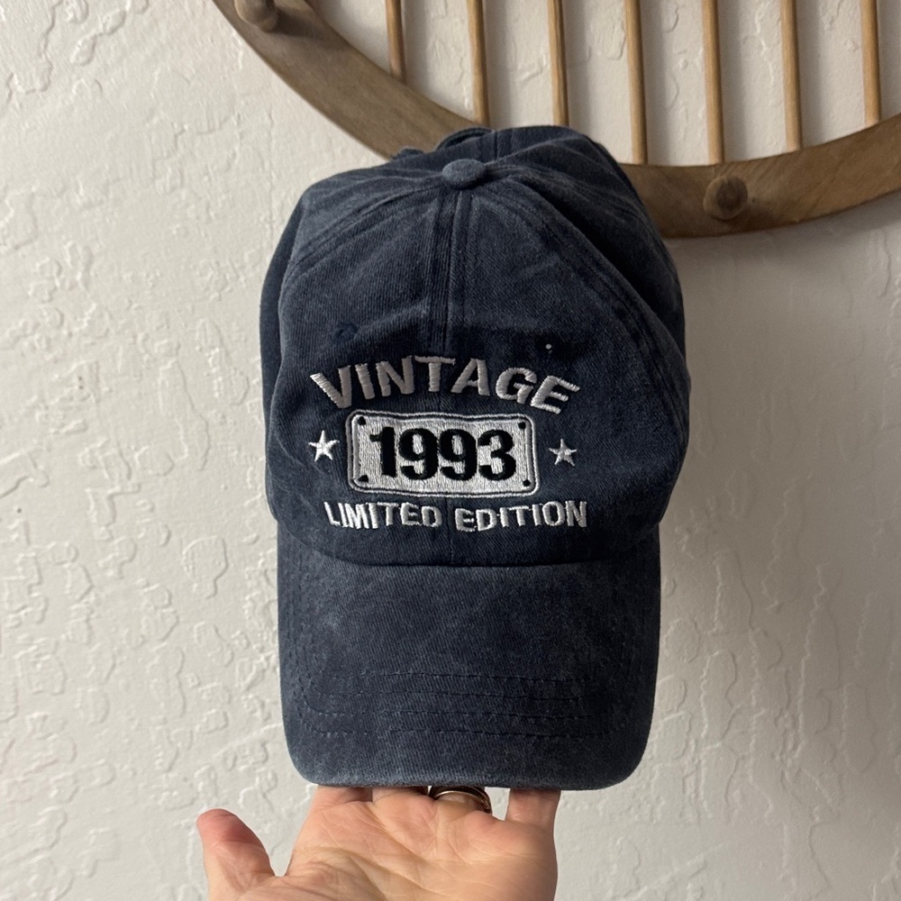 Vintage 1993 Adjustable Soft Baseball Cap Blue Washed - Picture 1 of 2